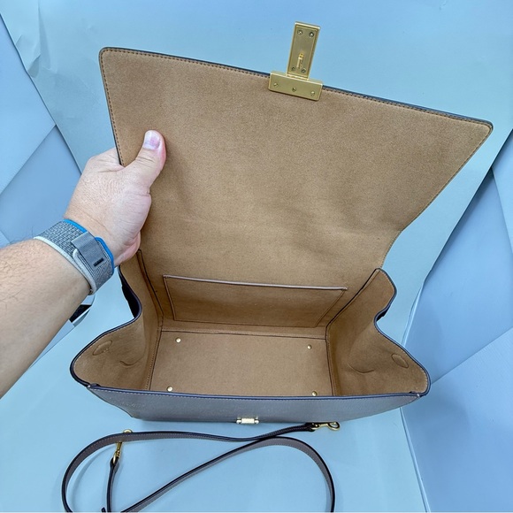 Tory Burch Juliette taupe gold Leather satchel crossbody bag - Picture 7 of 11